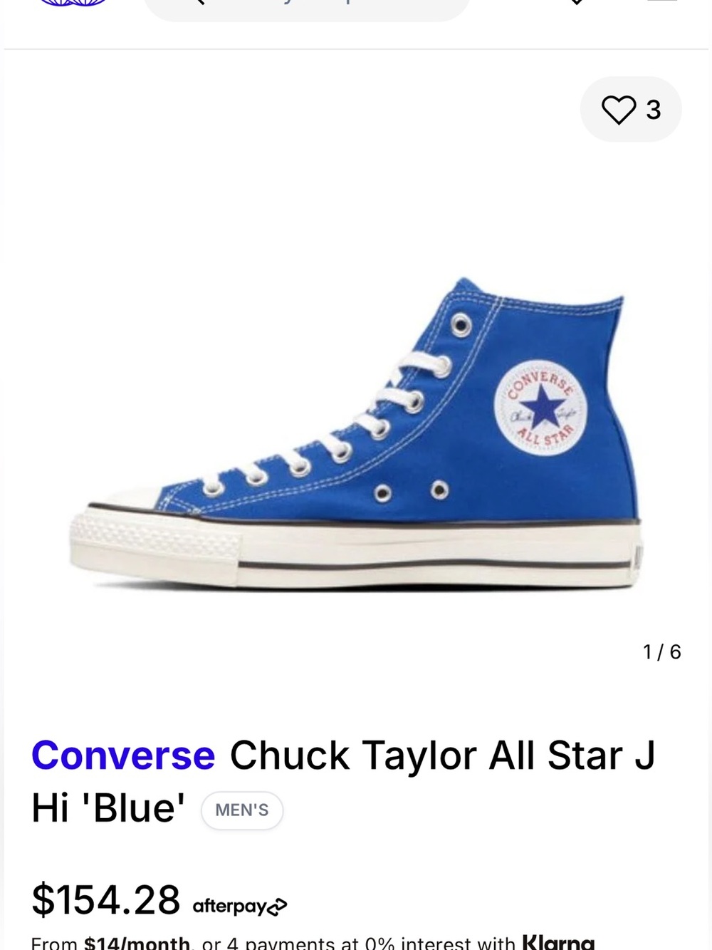 Converse All Star J Hi Blue size 5
